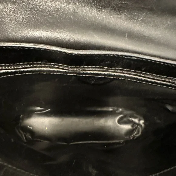 Fendi Black Leather Top-Handle Satchel with Embossed Medallion - Picture 12 of 15